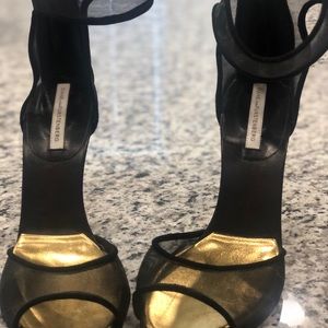 Diane Von Furstenberg Black Heels with Ankle Strap